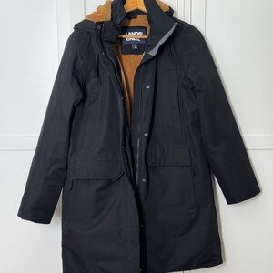 Lands' End Black Hooded Parka Coat